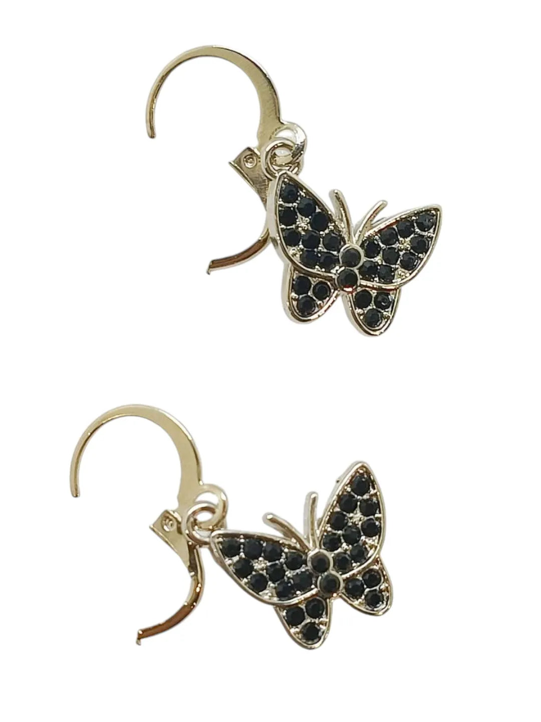 Black Butterfly and CZ Fusion Earrings Set of 2