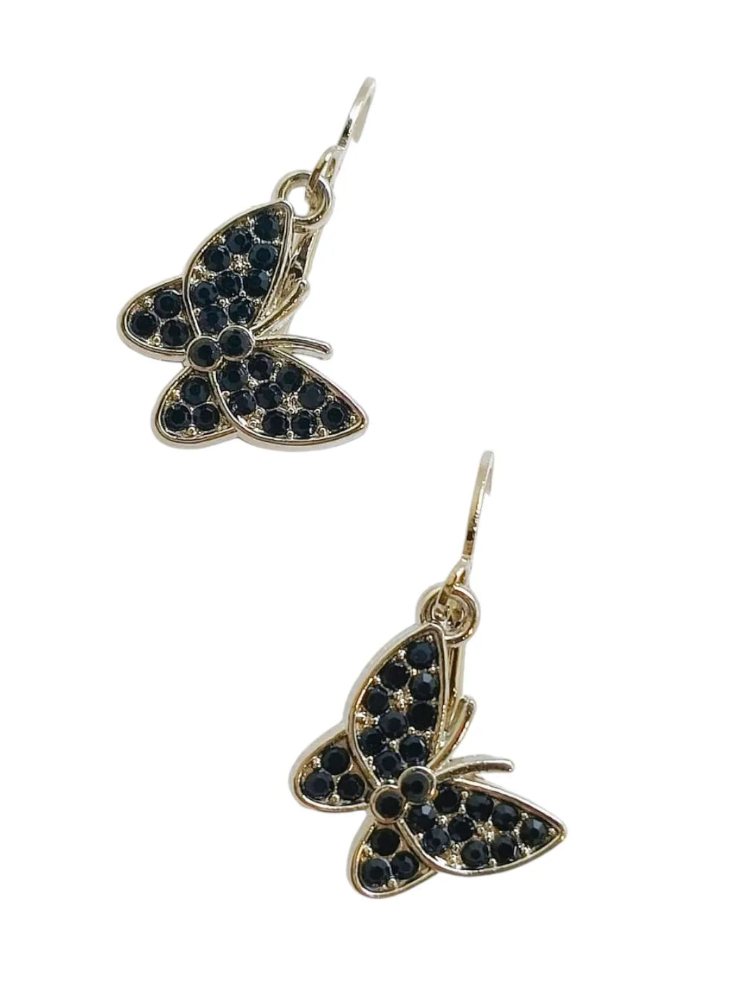Black Butterfly and CZ Fusion Earrings Set of 2