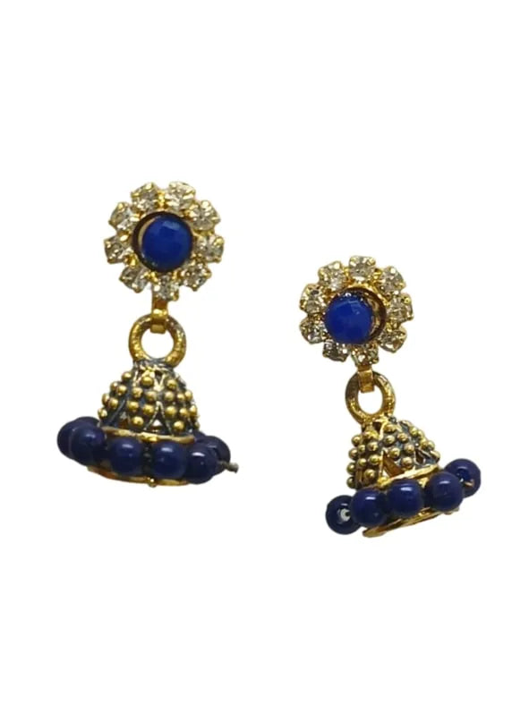 Set Of 3 Gold-Plated Stone Studded Dome Shaped Jhumkas