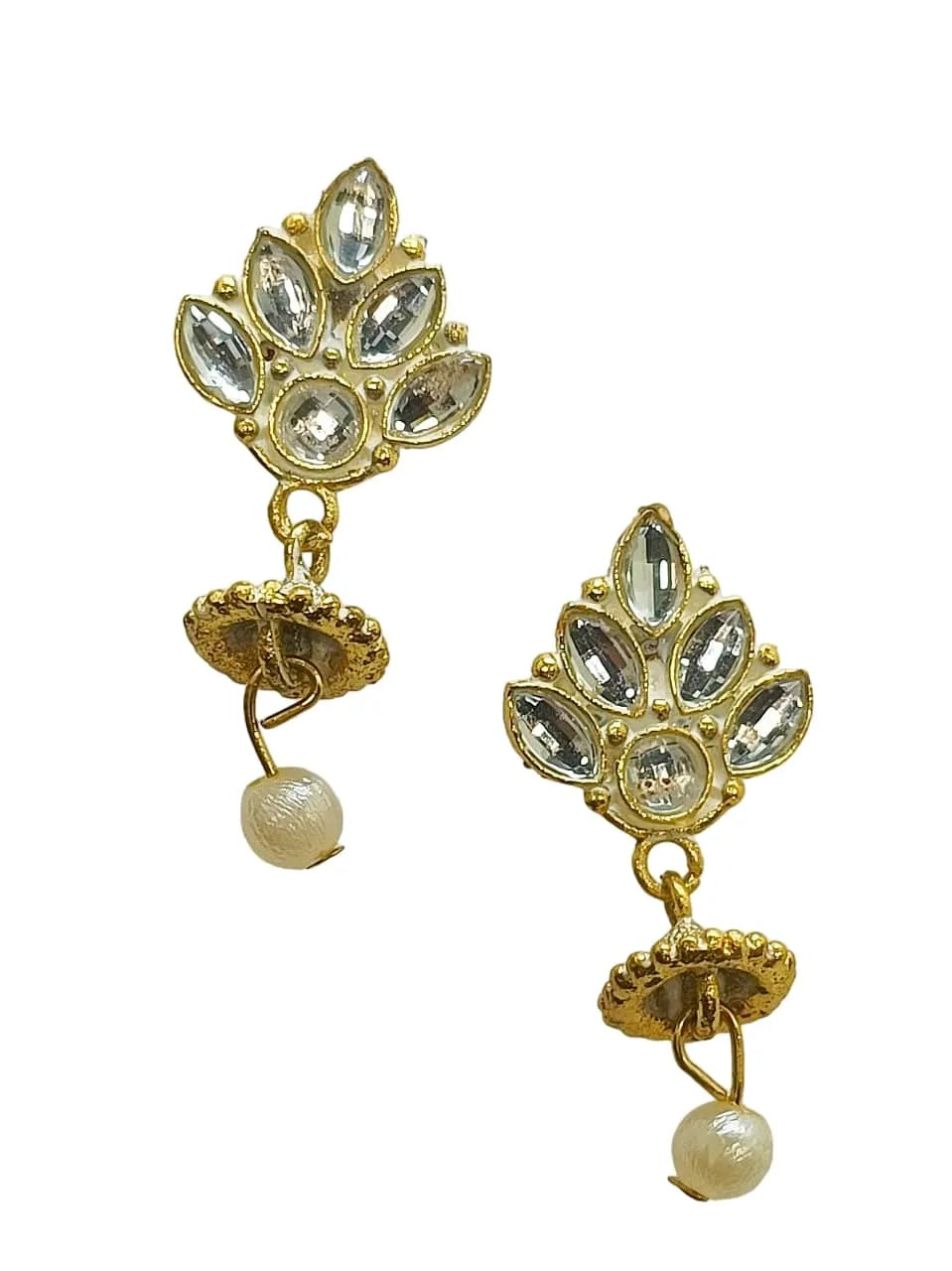 Set Of 3 Gold-Plated Stone Studded Dome Shaped Jhumkas