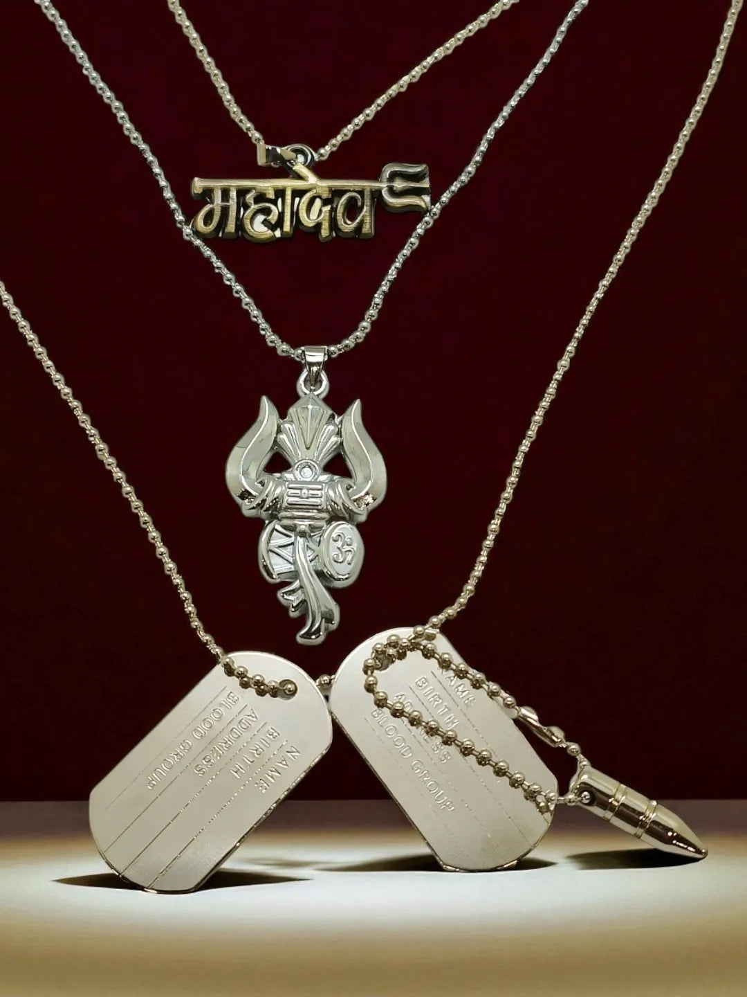 Set Of Multiple Mens Chains with Pendants