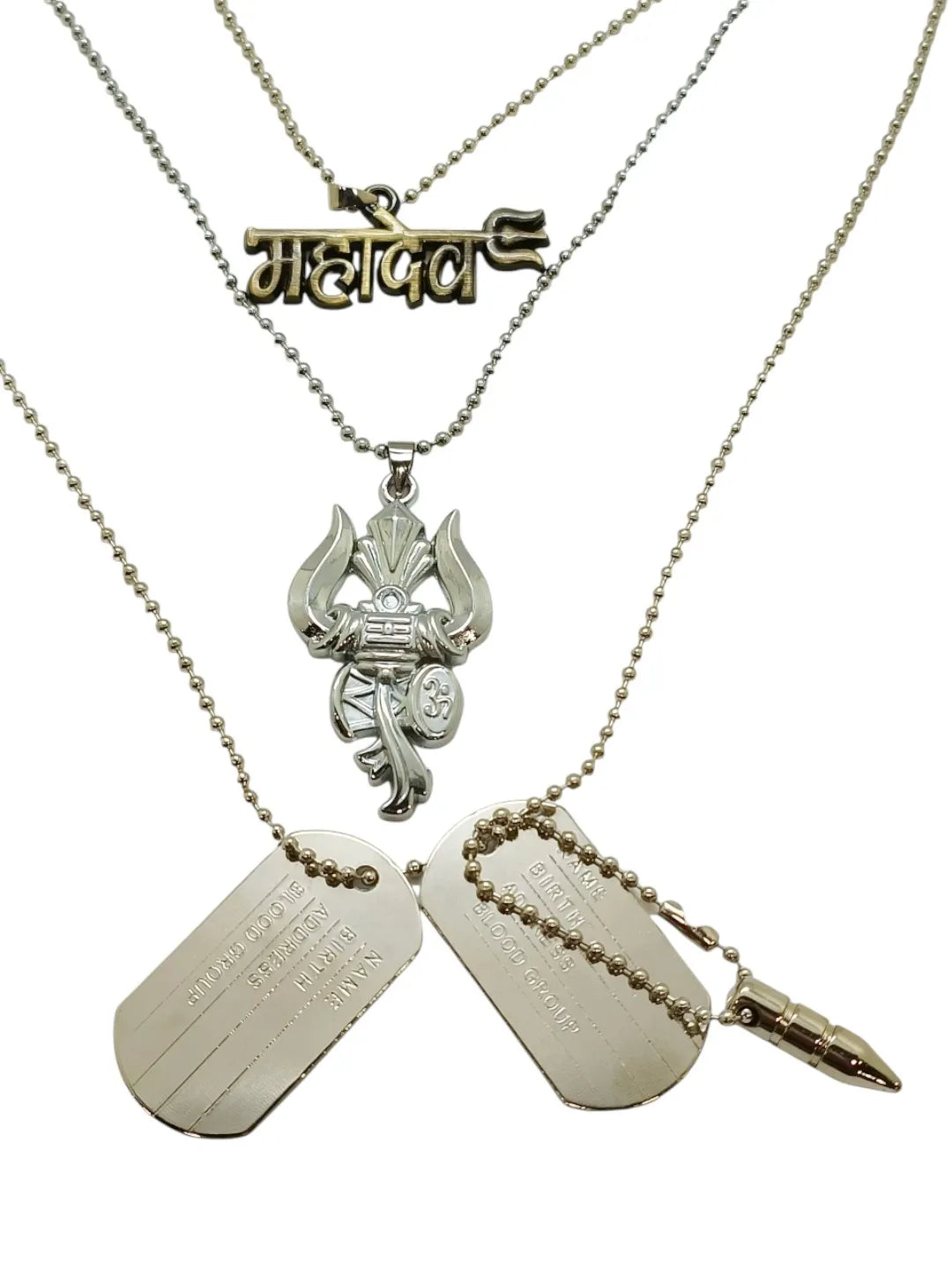 Set Of Multiple Mens Chains with Pendants