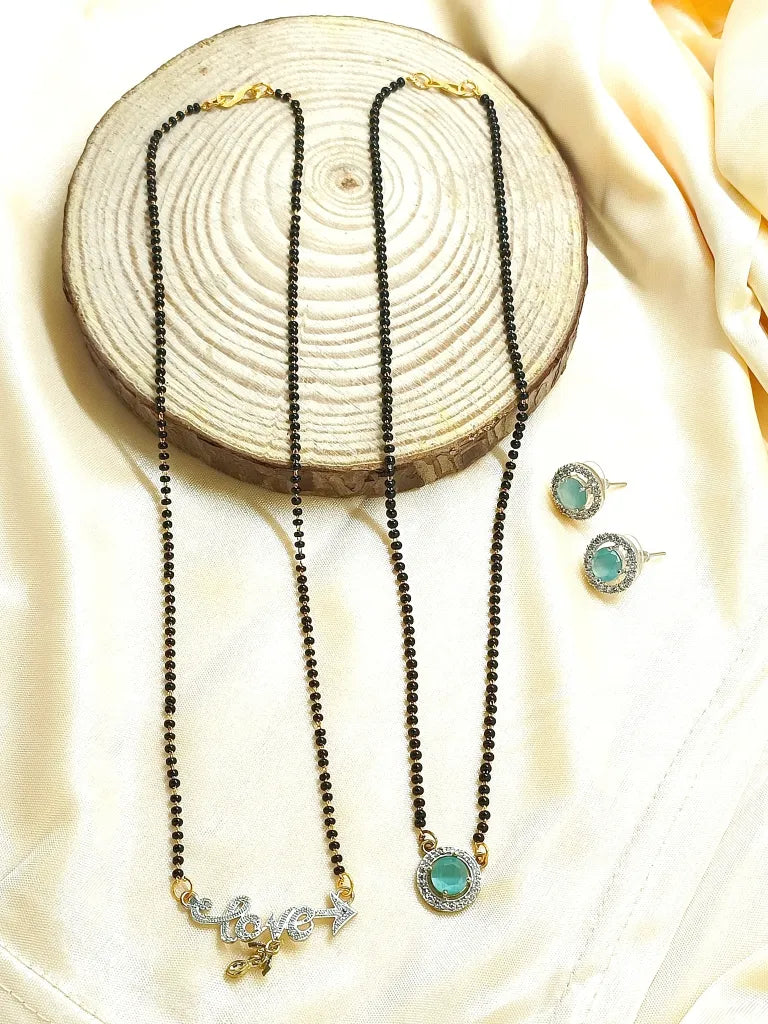 Set of 2 Gold-Plated American Diamond Studded