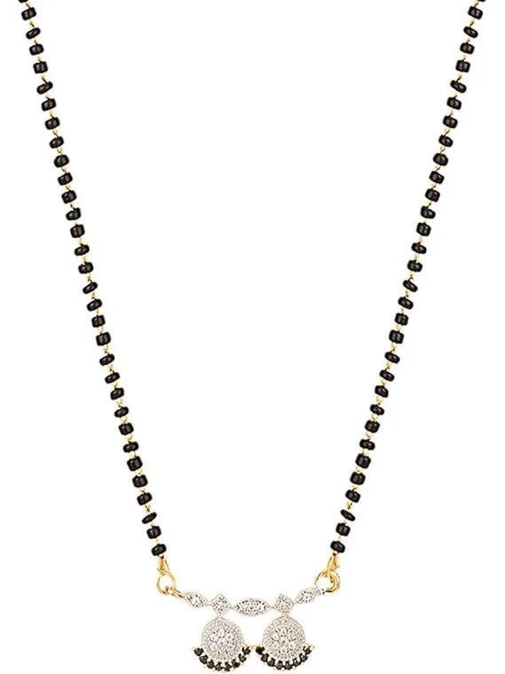 Set of 2 Gold-Plated American Diamond Studded Mangalsutras