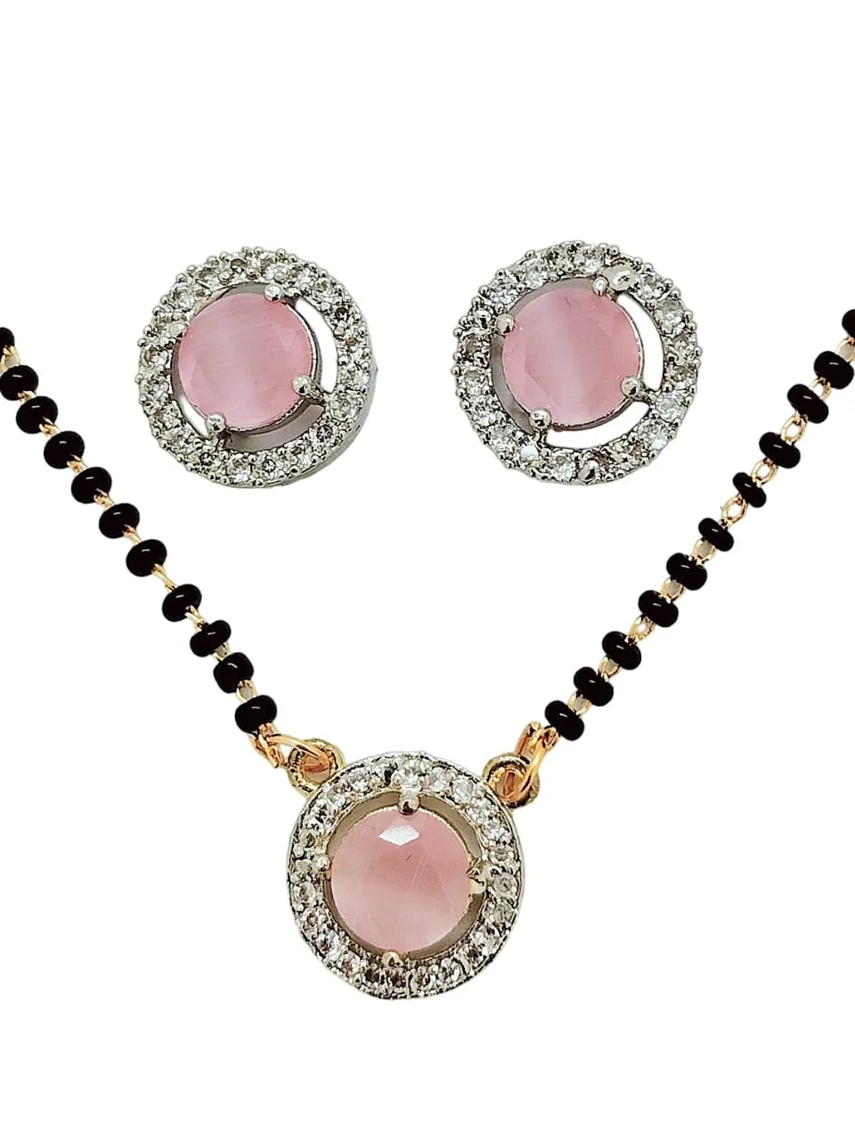 Set of 2 Gold-Plated American Diamond Studded Mangalsutras