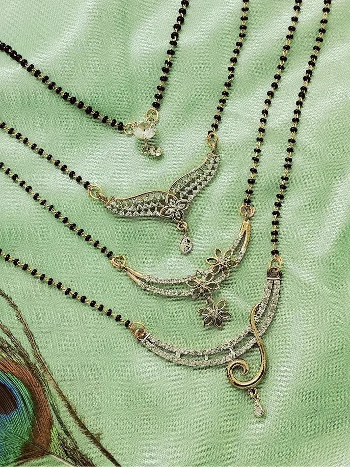 Set of 4 Gold-Plated American Diamond Style Mangalsutras