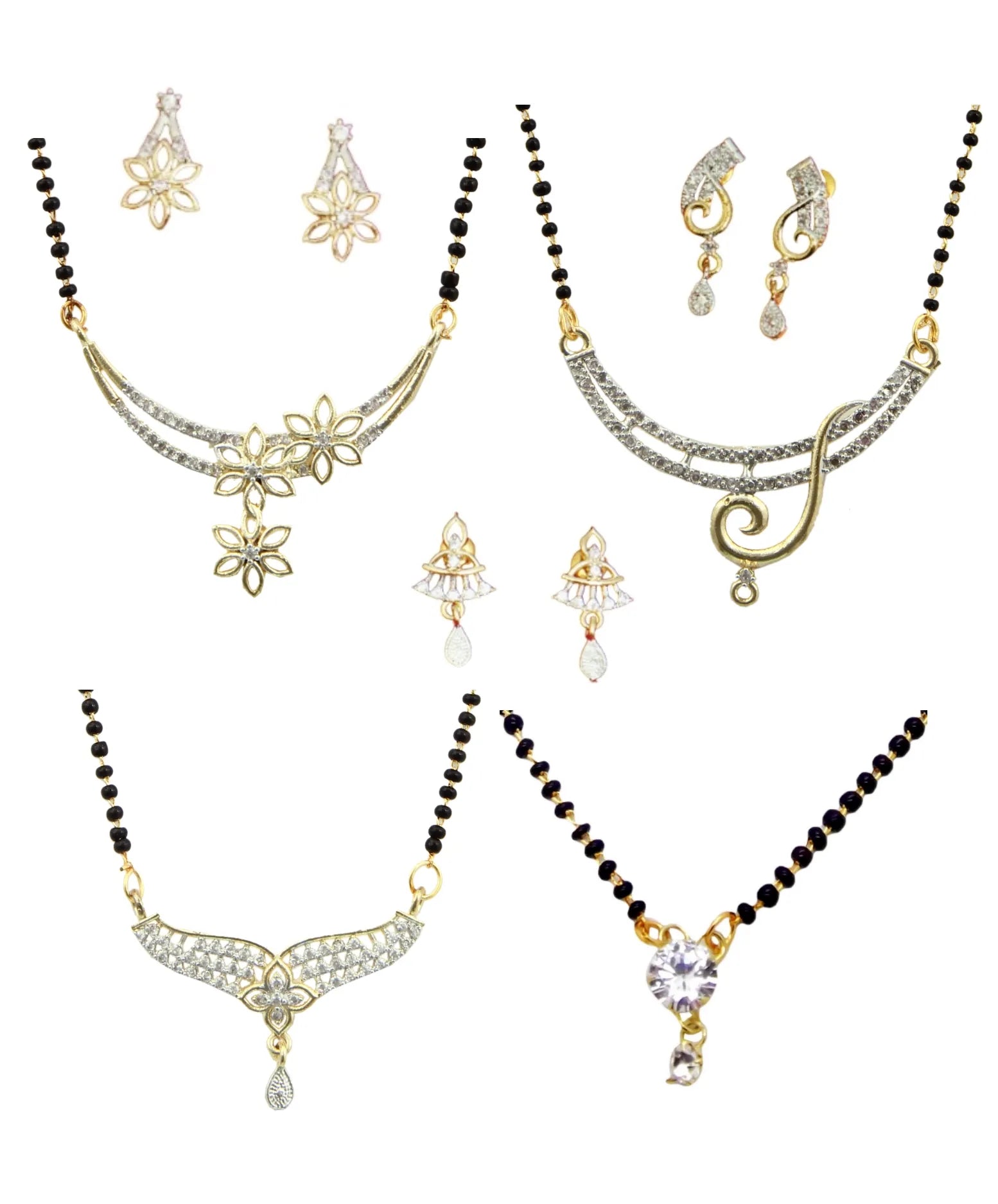 Set of 4 Gold-Plated American Diamond Style Mangalsutras