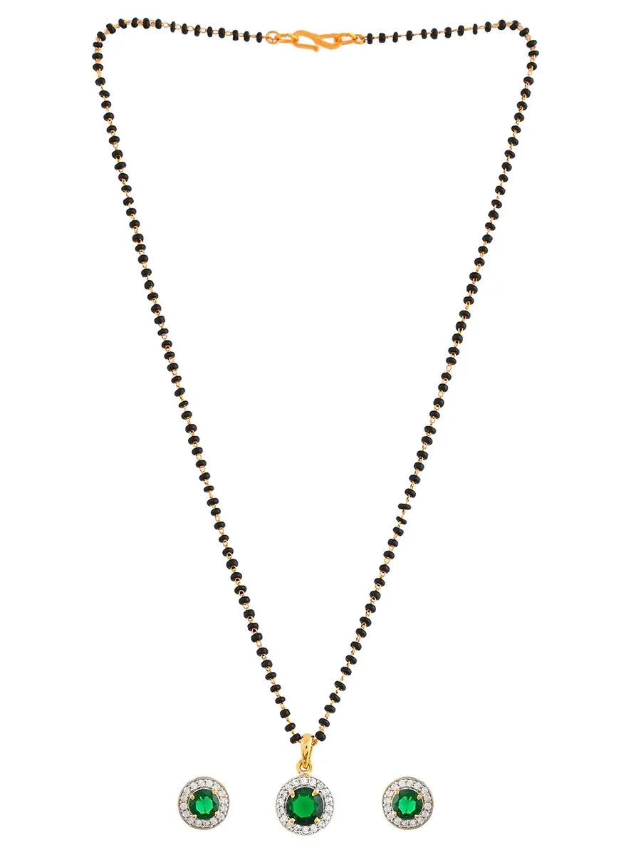 Set of 2 Gold-Plated Studded and Beaded Mangalsutras