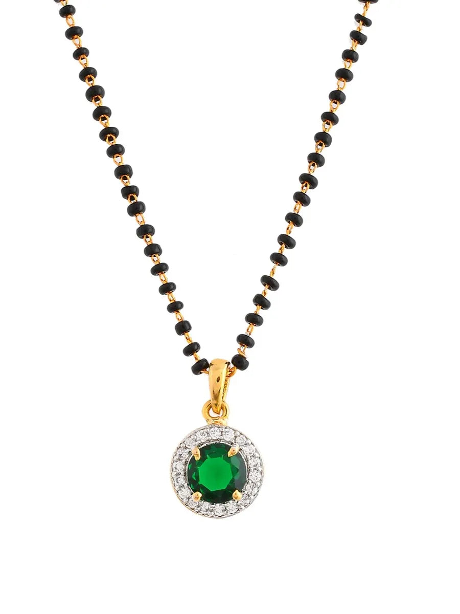 Set of 2 Gold-Plated Studded and Beaded Mangalsutras
