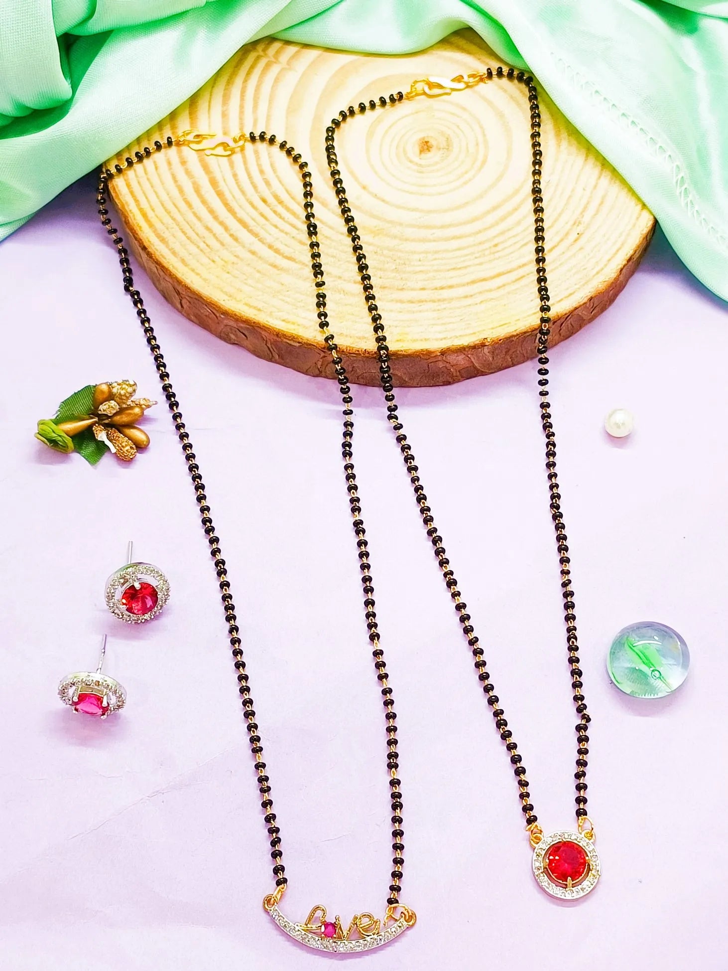 Set of 2 Gold-Plated American Diamond Combo Set