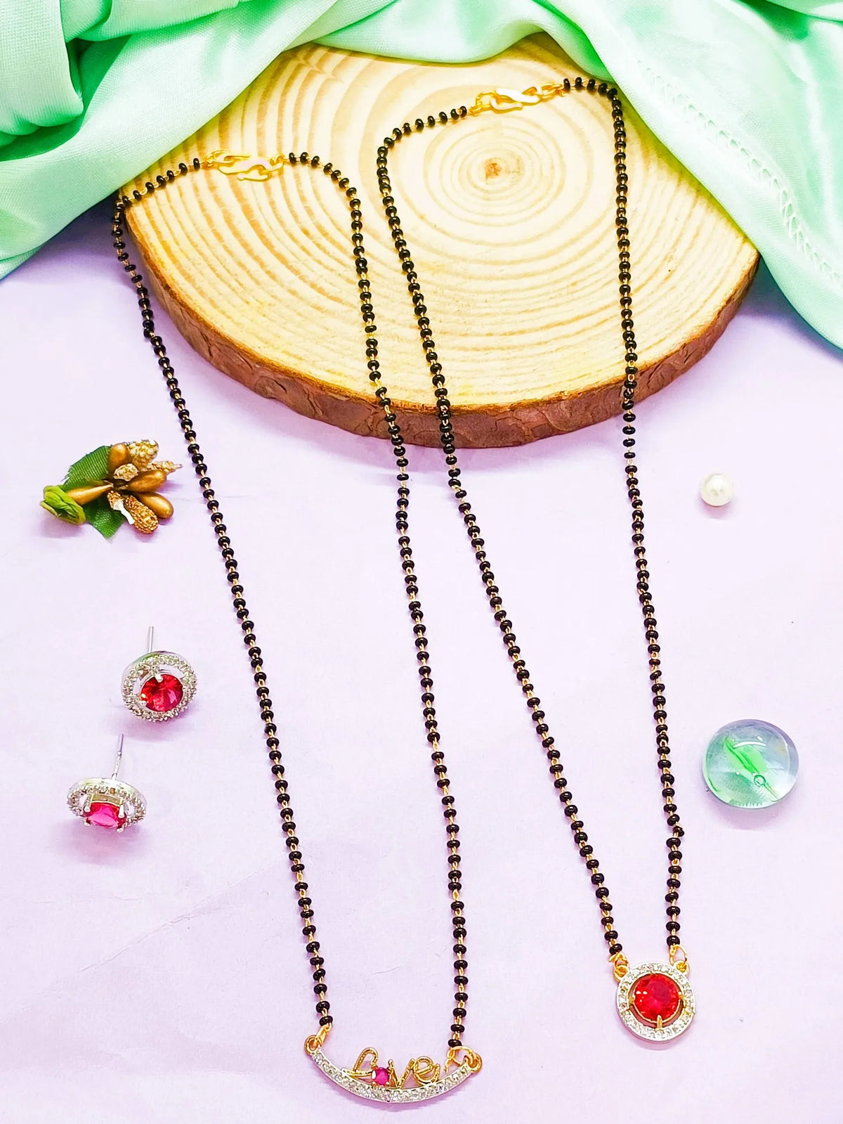 Set of 2 Gold-Plated American Diamond Combo Set