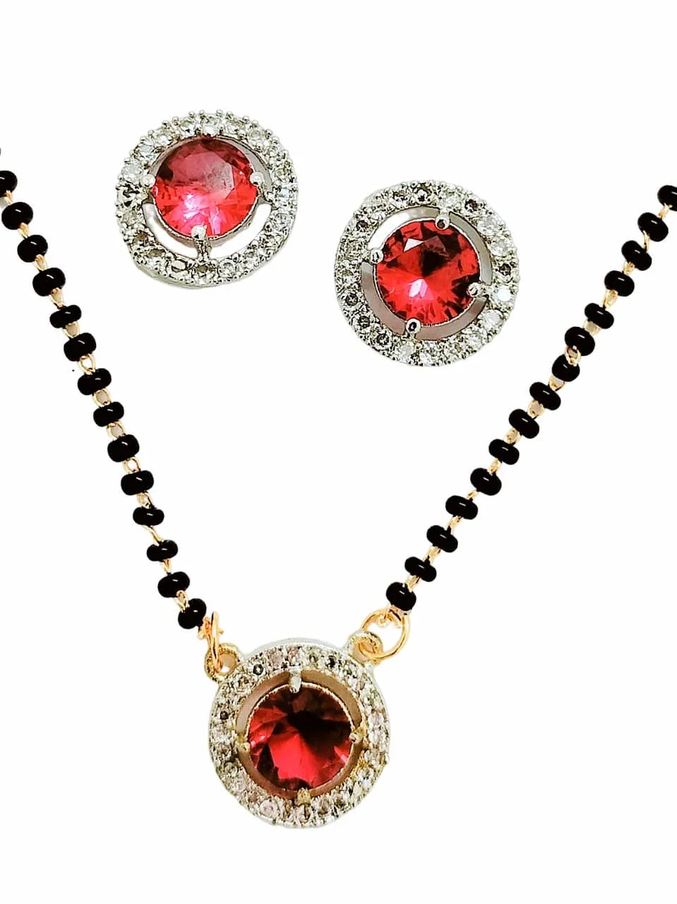 Set of 2 Gold-Plated American Diamond Combo Set