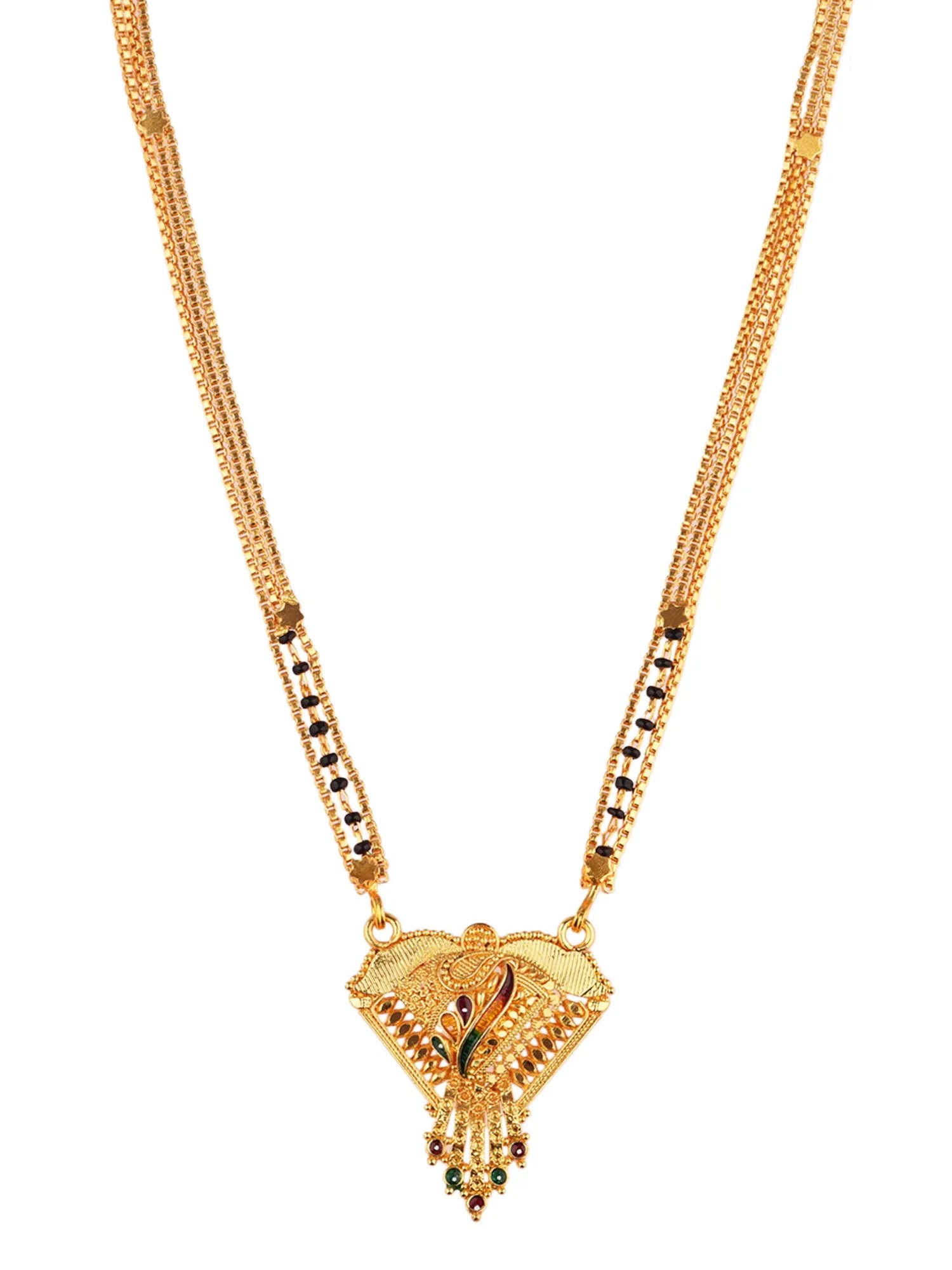 Set of 3 Gold-Plated Beaded Triple Mangalsutras