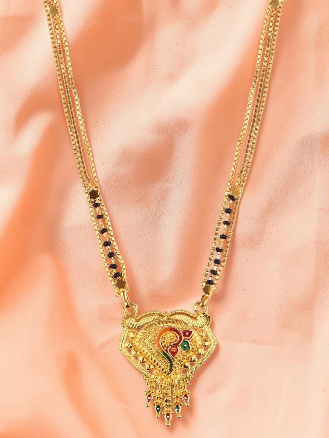 Set Of 3 Gold-Plated Long Mangalsutra Set