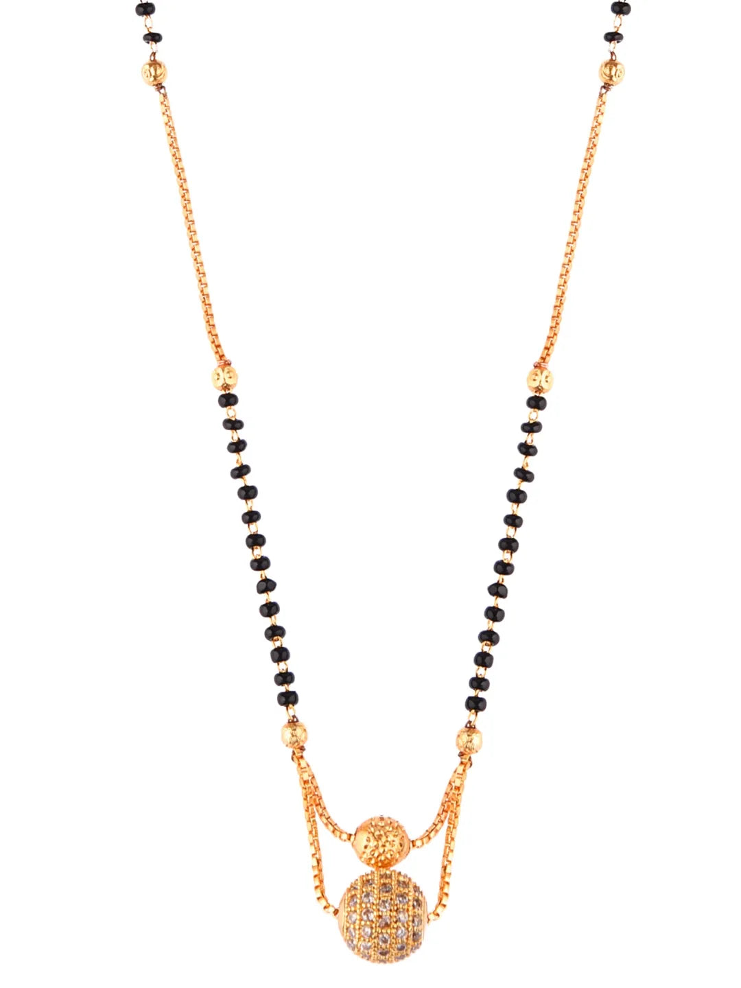 Set of 3 Gold Plated Artificial Stones and Beads Mangalsutra