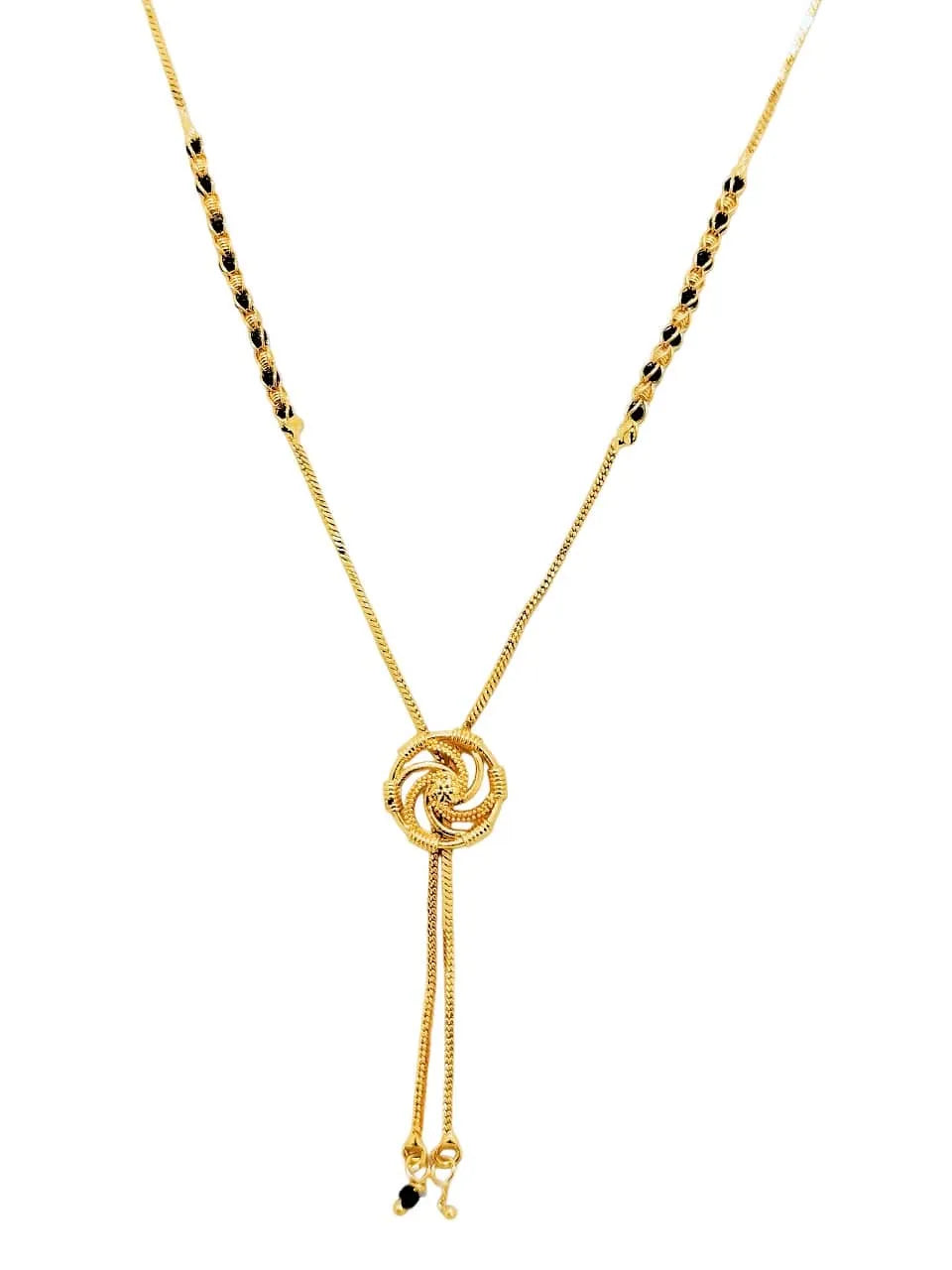 Set of 3 Gold Plated Artificial Stones and Beads Mangalsutra