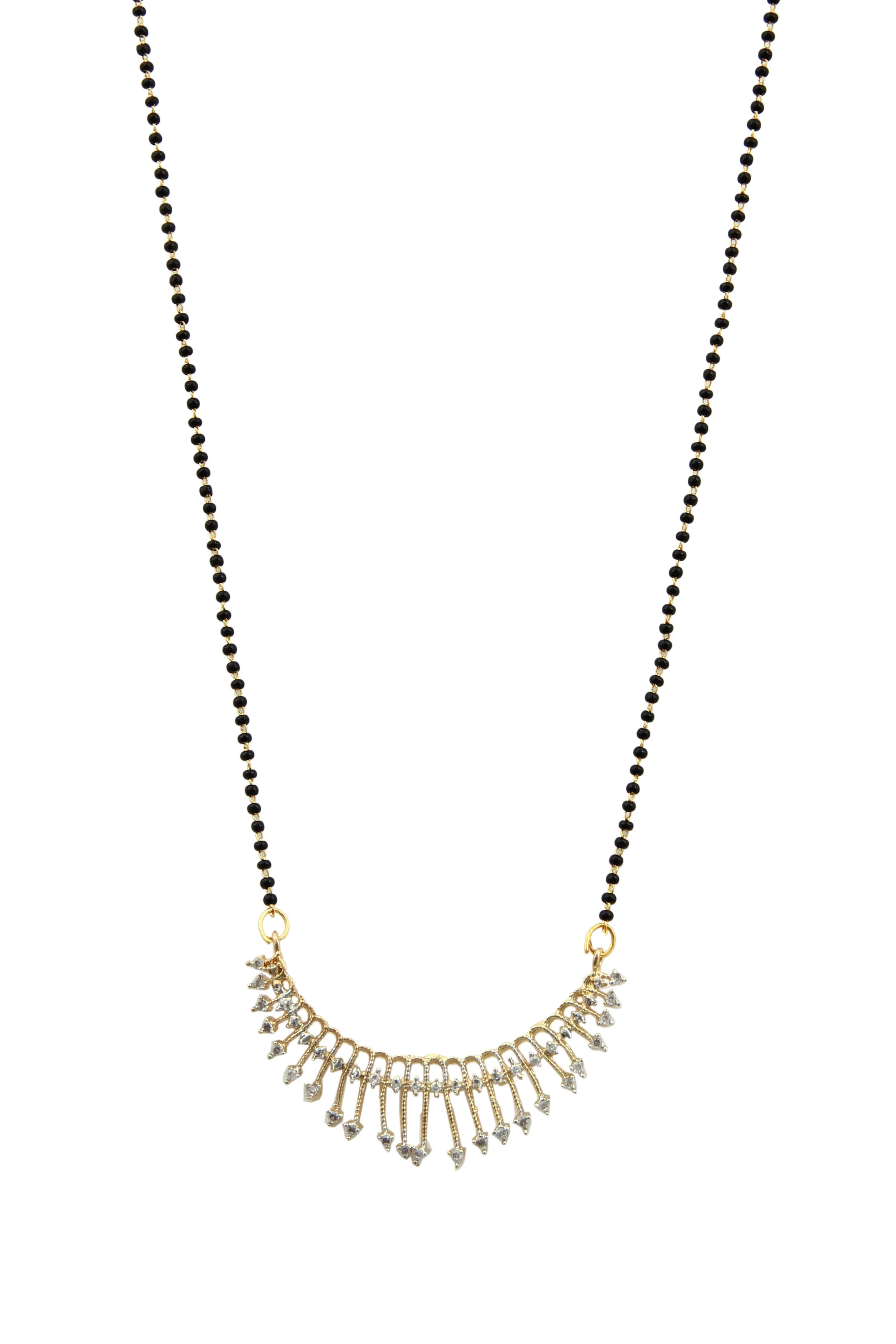 Set of 3 Gold Plated Artificial Stones & Beads Mangalsutra