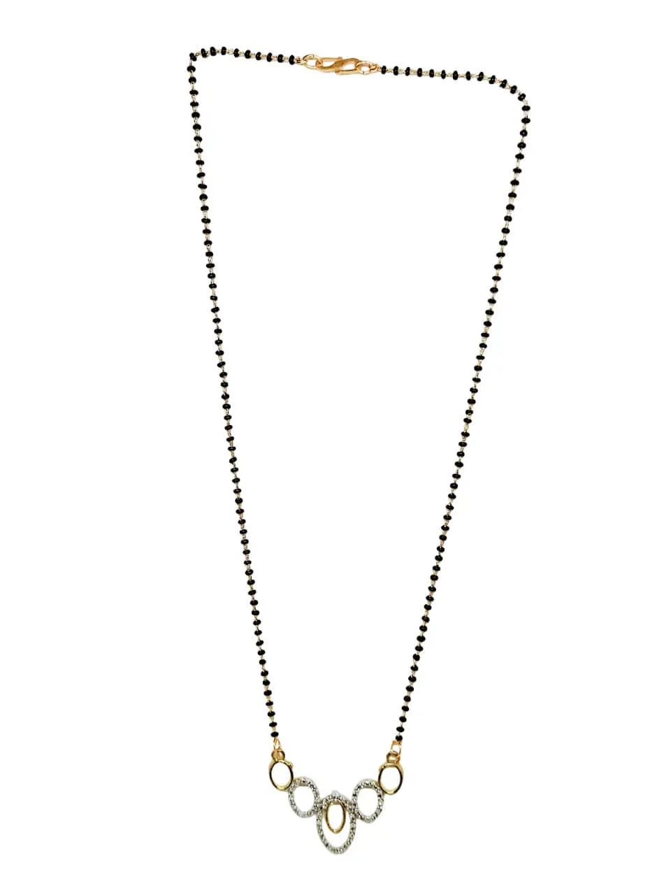 Set of 3 Gold-Plated American Diamond Studded and Beaded Mangalsutras