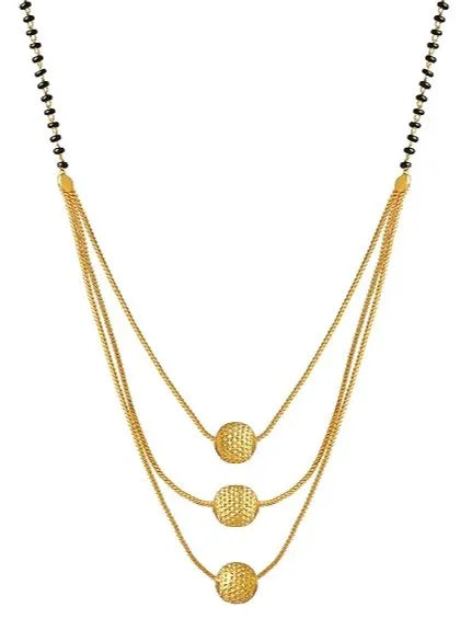 Set of 3 Gold-Plated Studded and Beaded Mangalsutras