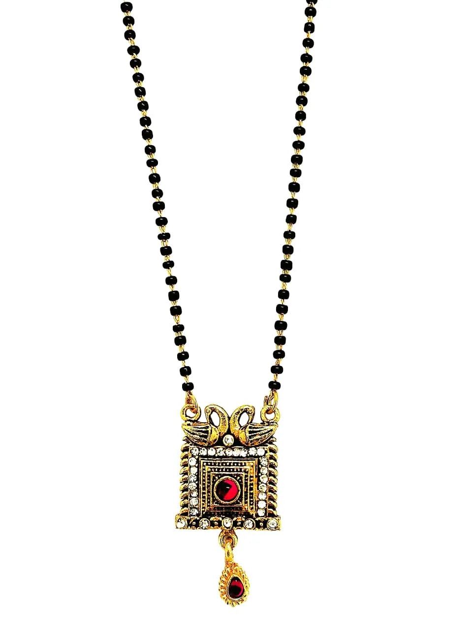 Set of 3 Gold-Plated Studded and Beaded Mangalsutras