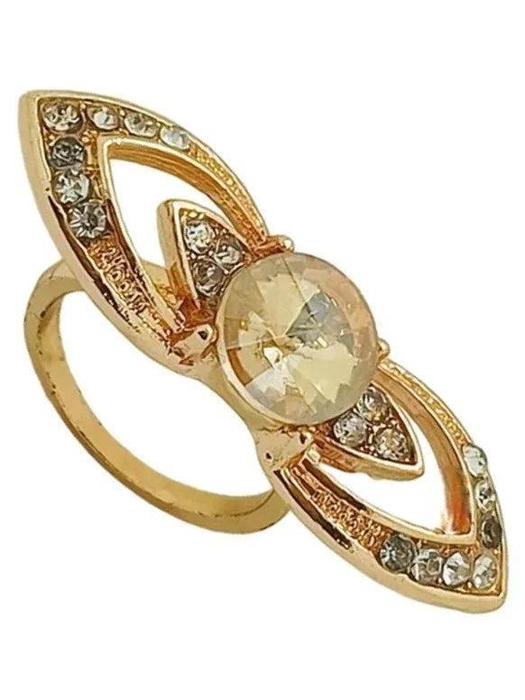 Set Of 2 Gold-Plated Royal Blue Floral & Stone Studded Rings