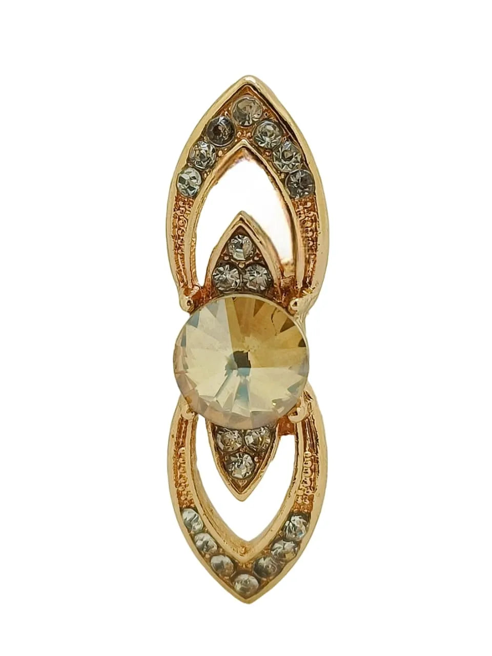 Set of 2 Gold-Plated CZ-Studded Finger Ring