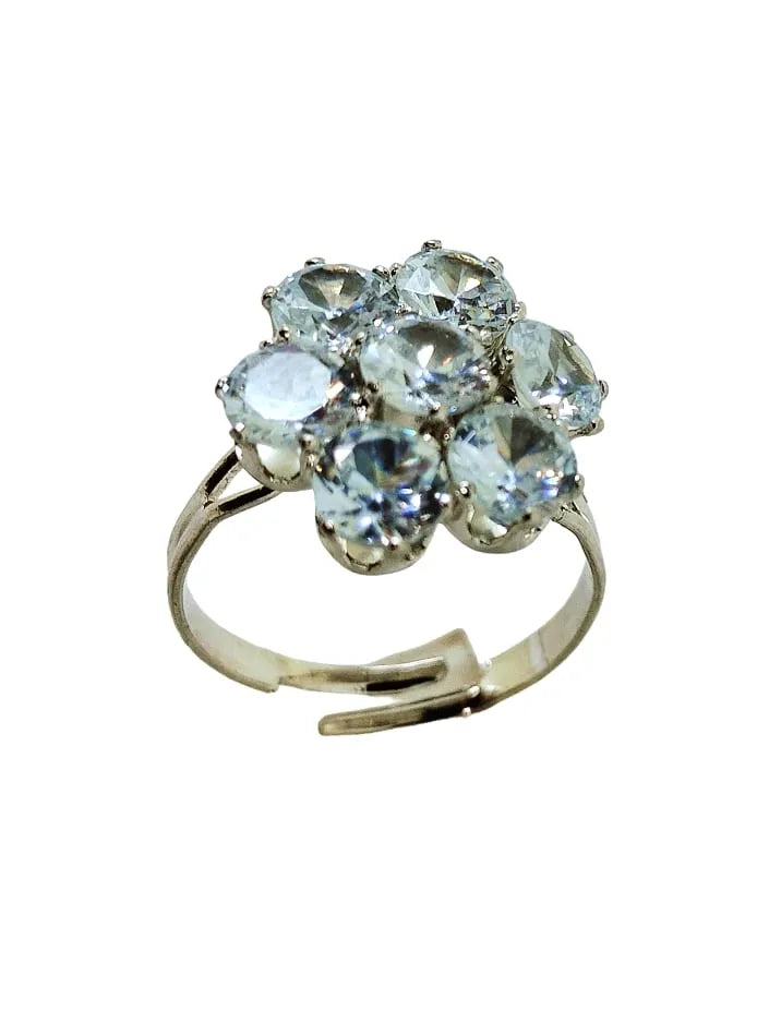Set Of 4 Silver-Plated Cubic Zirconia Studded Finger Rings