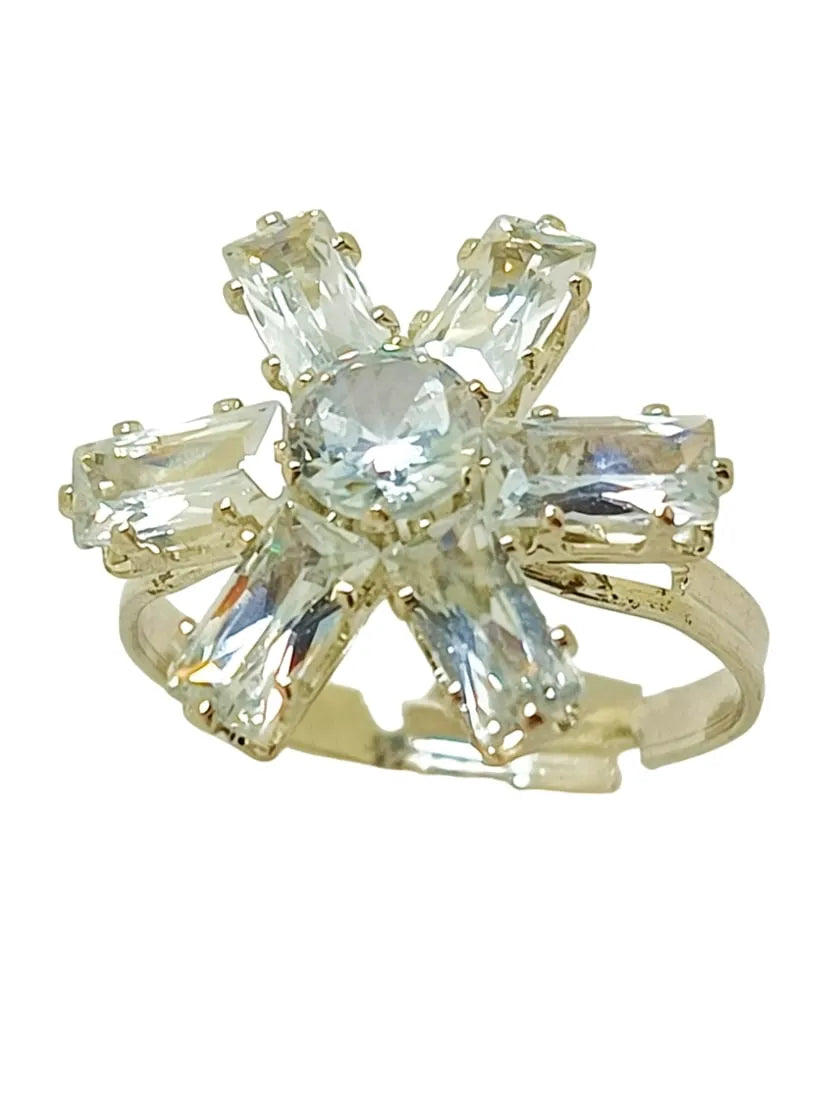 Set Of 4 Silver-Plated Crystal Stone Studded Rings