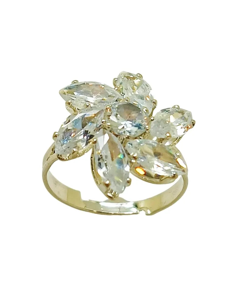 Set Of 4 Silver-Plated Crystal Stone Studded Rings