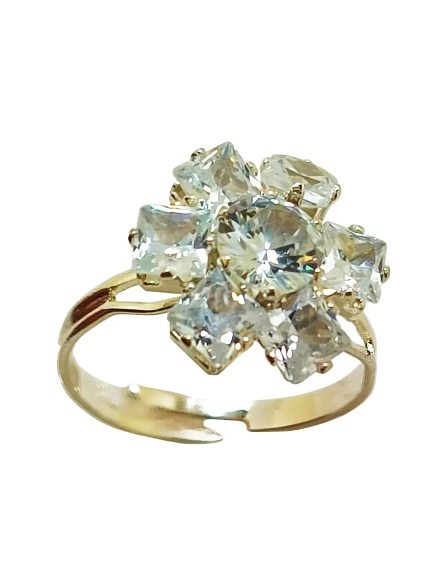 Set Of 4 Silver-Plated Crystal Stone Studded Rings