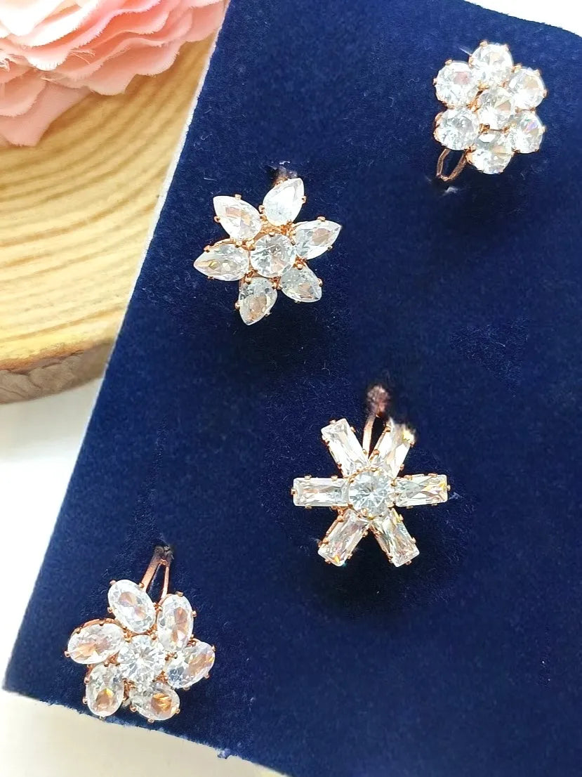 Set Of 4 Rose Gold Adjustable Finger Ring