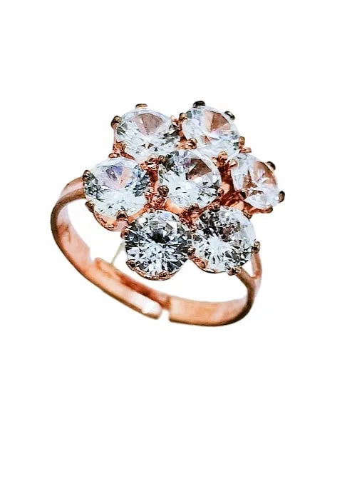 Set Of 4 Rose Gold Adjustable Finger Ring