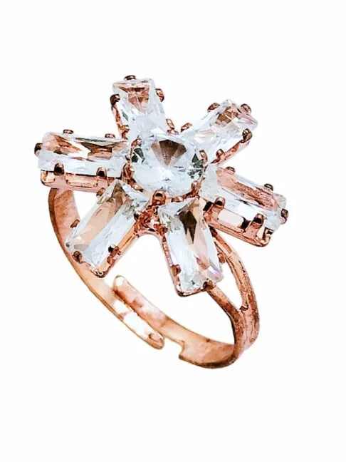 Set Of 4 Rose Gold Adjustable Finger Ring