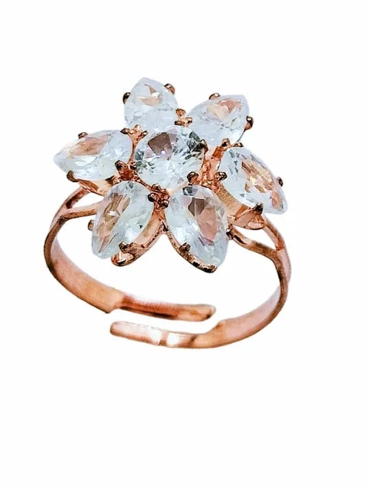 Set Of 4 Rose Gold Adjustable Finger Ring