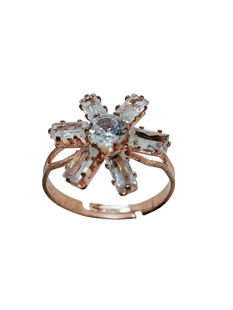 Set Of 4 Rose Gold with Crystal Purple Color Ring