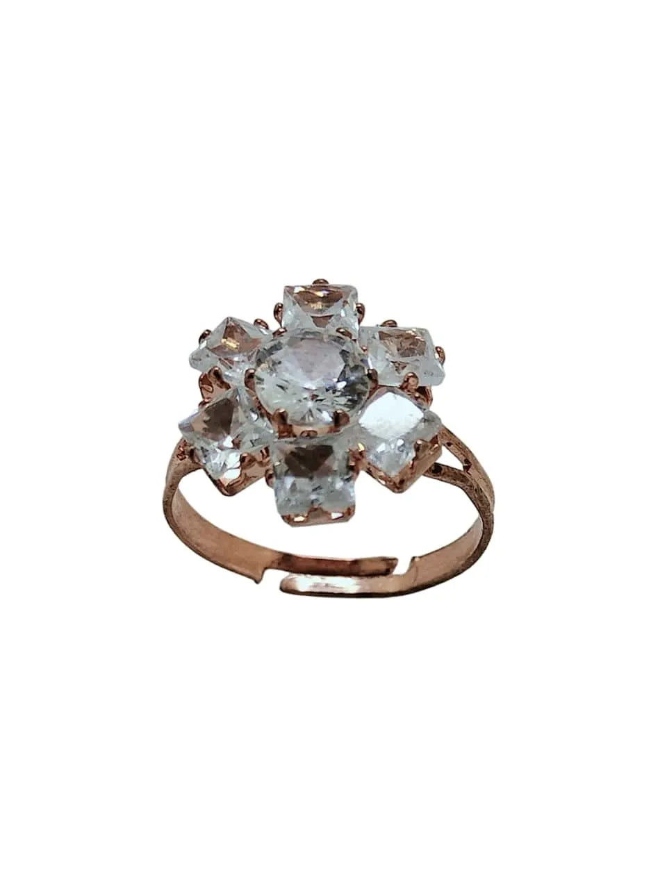 Set Of 4 Rose Gold with Crystal Purple Color Ring