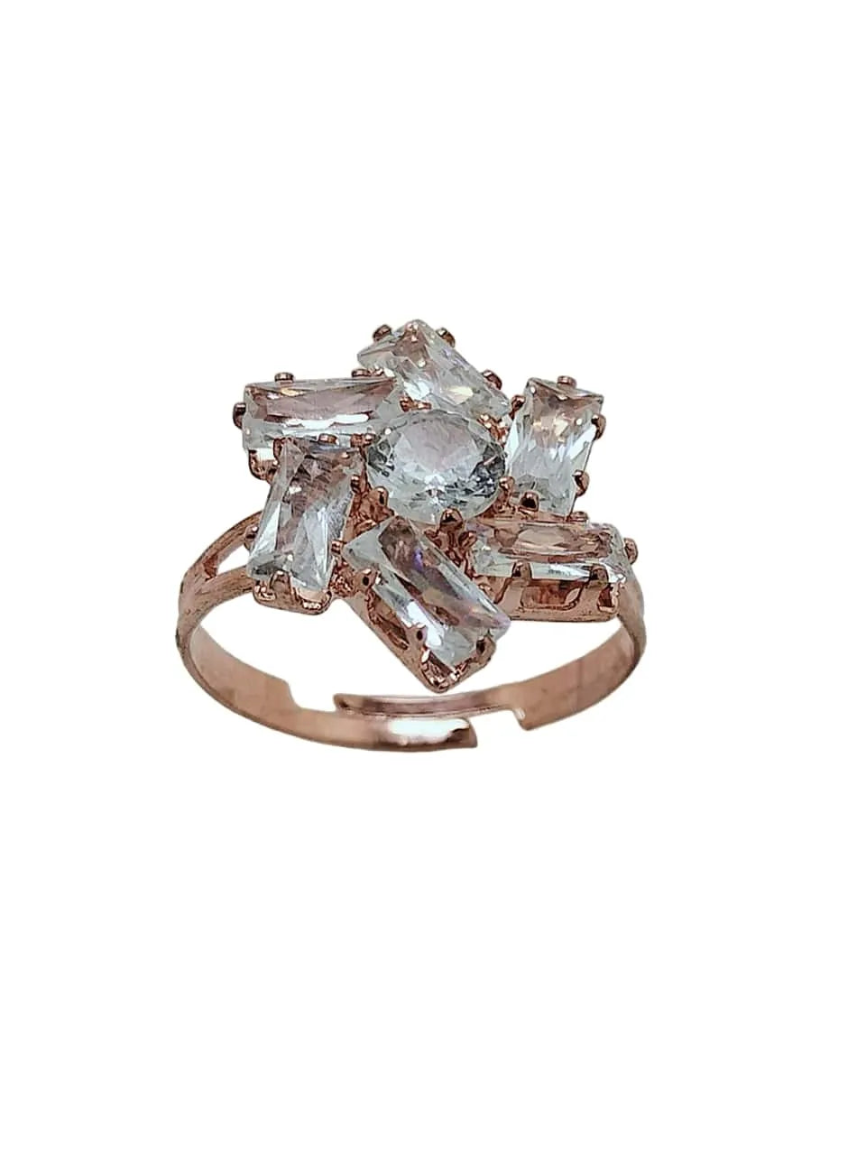 Set Of 4 Rose Gold with Crystal Purple Color Ring