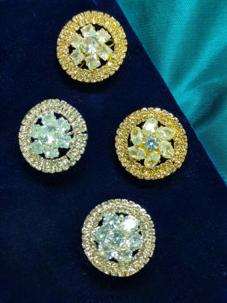 Set Of 4 Stone & Kundan Studded Rings
