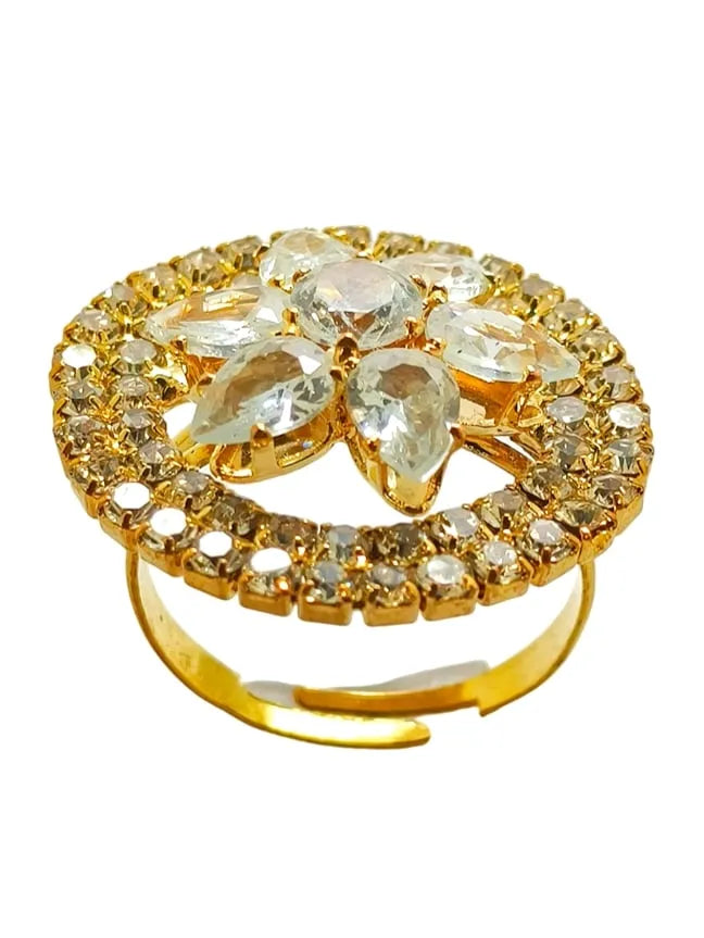 Set Of 4 Stone & Kundan Studded Rings