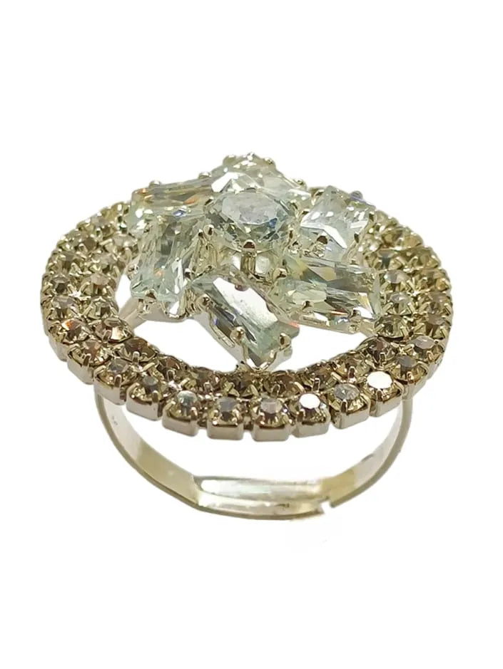 Set Of 4 High Shine Stone & Kundan Studded Rings