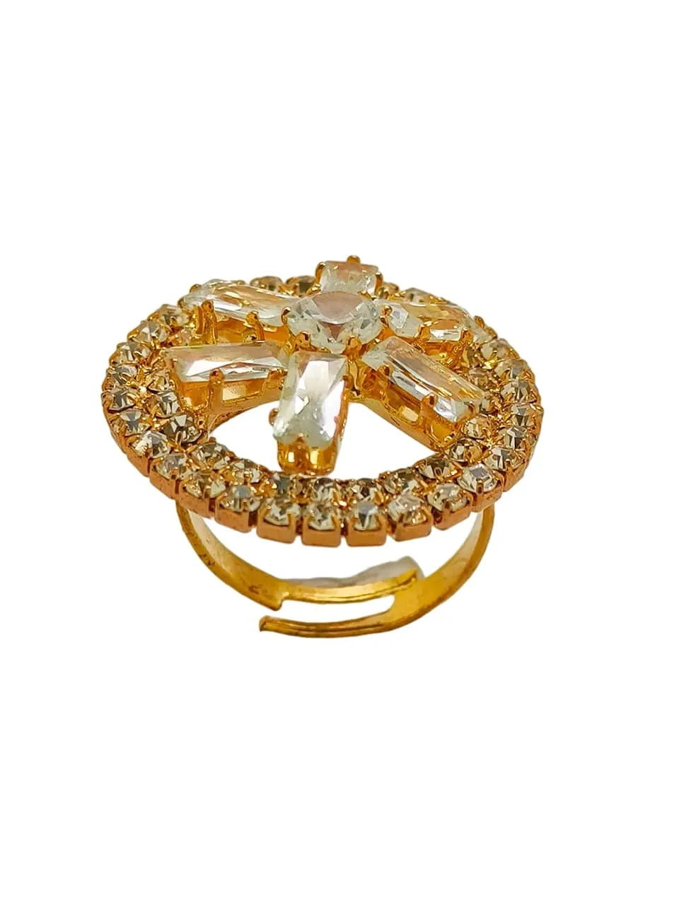 Set Of 4 Shimmering Stone & Kundan Studded Rings