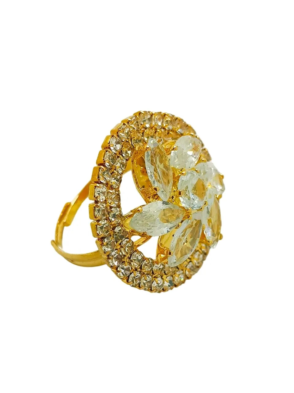 Set Of 4 Shimmering Stone & Kundan Studded Rings