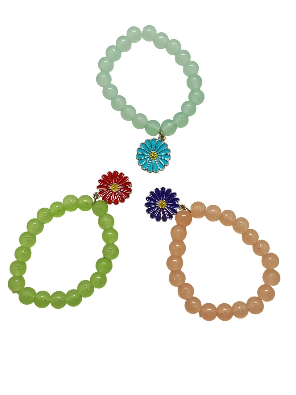 Set of 3 Artificial Beads Charm Bracelet