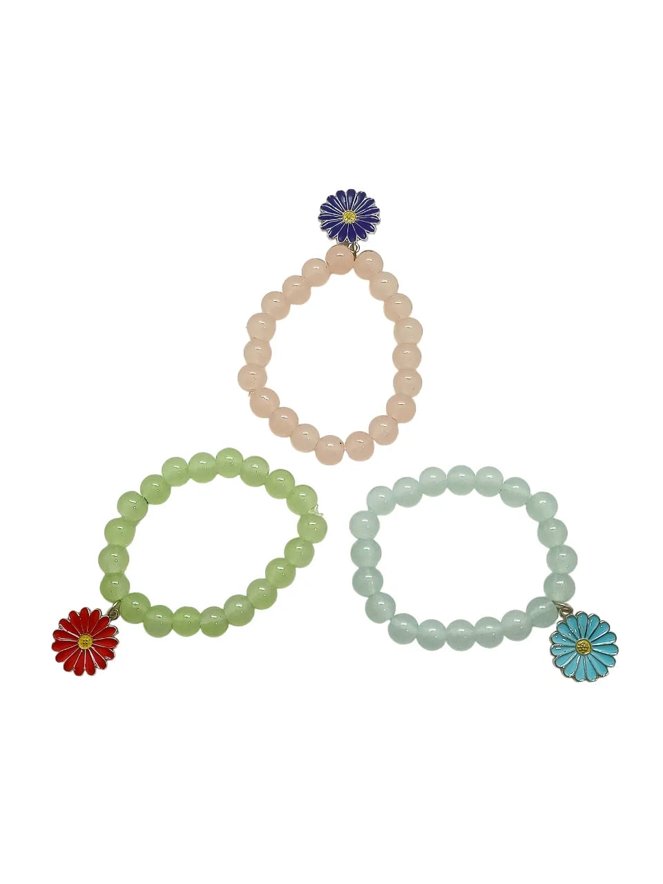 Set of 3 Artificial Beads Charm Bracelet