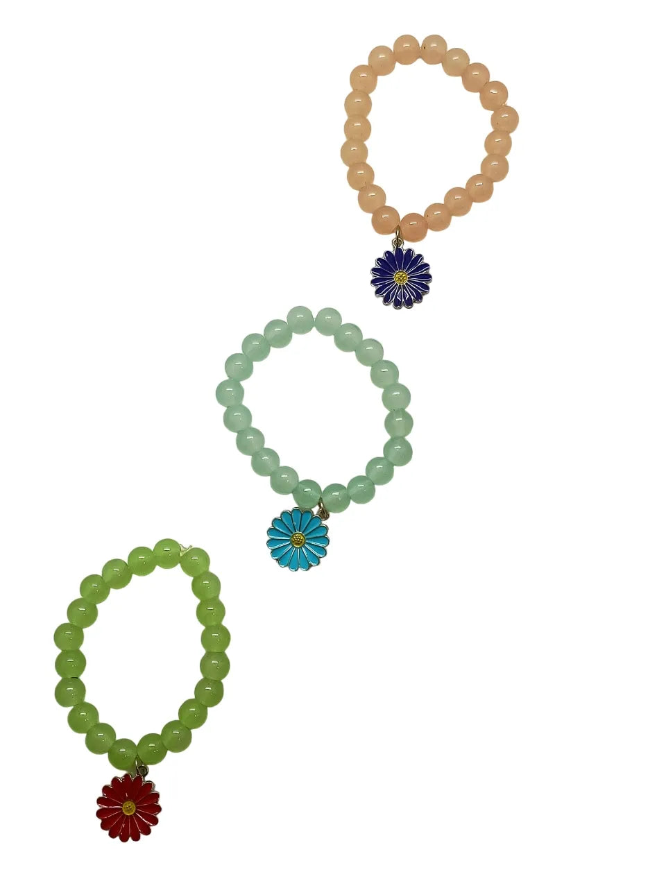 Set of 3 Artificial Beads Charm Bracelet