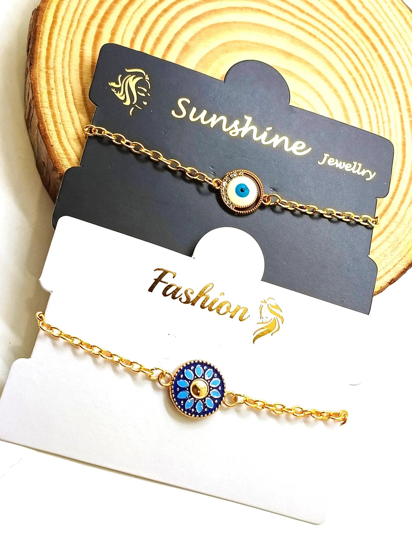 Evil Eye Bracelet With Blue Sunflower Pendant Bracelet