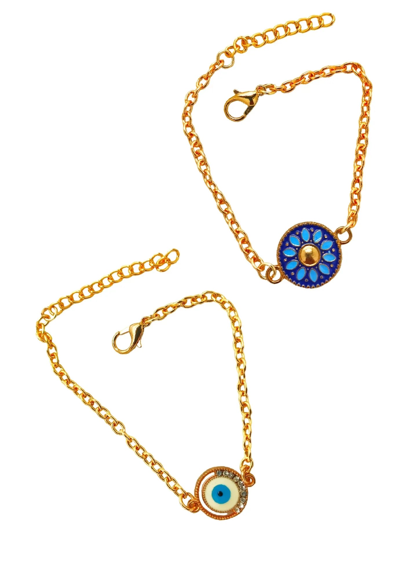 Evil Eye Bracelet With Blue Sunflower Pendant Bracelet
