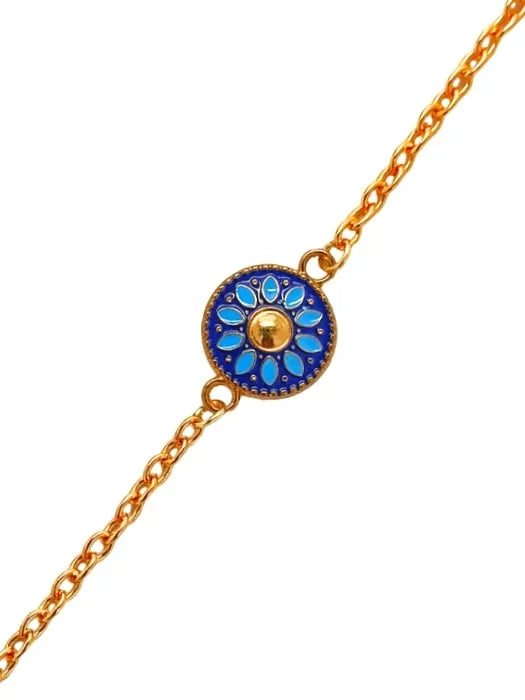 Evil Eye Bracelet With Blue Sunflower Pendant Bracelet