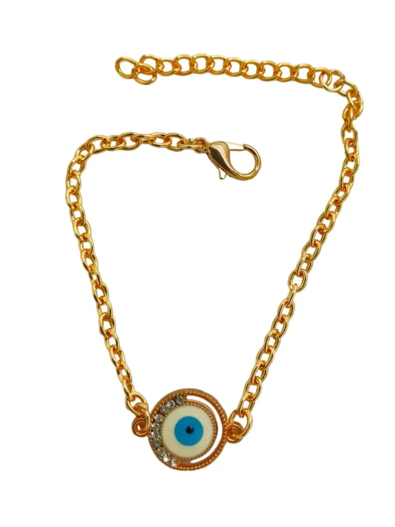 Evil Eye Bracelet With Pista Green Sunflower Pendant Bracelet