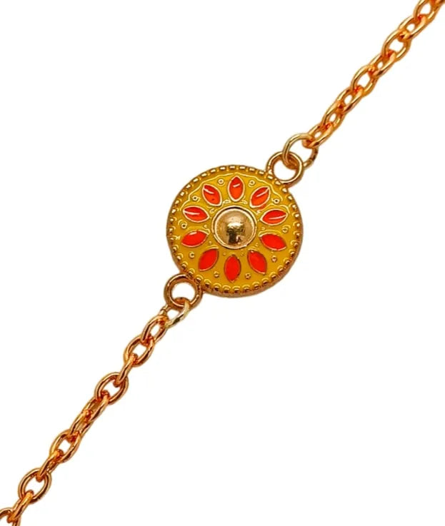 Set Of 2 Gold Plated Stone Studded Charm Bracelets